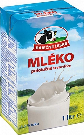 Báječné České Polotučné trvanlivé mléko 1,5% 1l