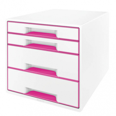 Zásuvkový box Leitz WOW - 2+2 zásuvky / růžová