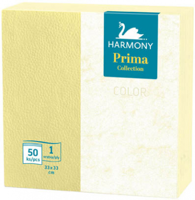 Harmony Color papírové ubrousky žluté 1-vrstvé 33 x 33 cm 50ks