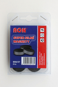 Magnety černé MIKOV super silné - průměr 27 mm / 6 ks