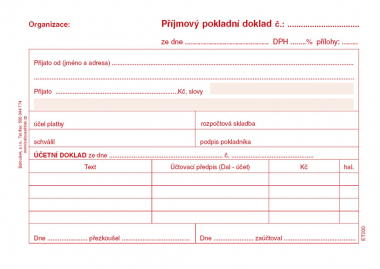 Baloušek příjmový pokladní doklad i pro podvojné účetnictví - A6 / nečíslovaný / 50 listů / ET030