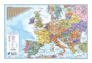 Pracovní podložky dekorované - jednostranná / mapa Evropa