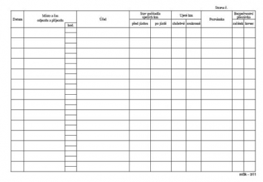 MSK 7400311 kniha jízd firemní vozidlo 20 listů A5