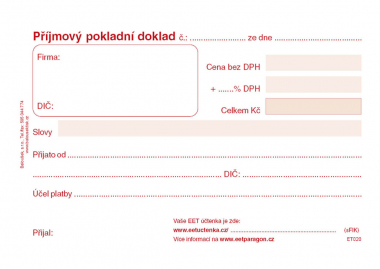 Baloušek příjmový pokladní doklad - A6 / nečíslovaný / 50 listů / ET020