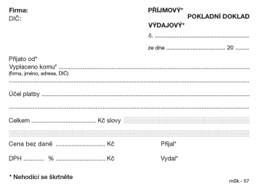 MSK 7400057 univerzální příjmový a výdajový doklad nečíslovaný 100 listů NCR A6