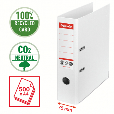 Pořadač pákový Esselete CO2 neutrální - A4 / hřbet 7,5 cm / bílá