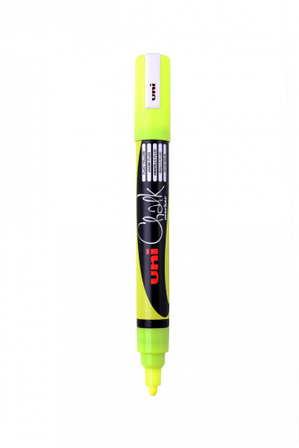 Popisovač křídový UNI Chalk Marker PWE-5M - fluo žlutá