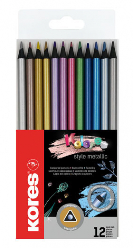 Pastelky Kores METALLIC trojhranné / 12 barev