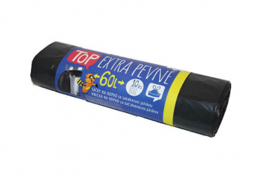 Pytle do koše Vipor Top stahovací - 60x70cm / 60l / 35my / 10ks / černá / extra pevné