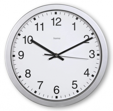 Nástěnné hodiny Hama Mallorca stříbrné / bílé prům. 30 cm