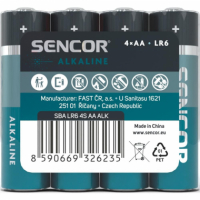 Baterie Sencor alkalická tužková AA LR6 / 4 ks