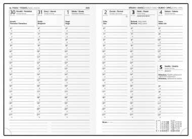 Diář VIVELLA s ražbou A5 - týdenní / červená Srdce