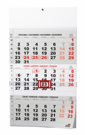 Kalendář nástěnný pracovní - tříměsíční šedý / BNC0