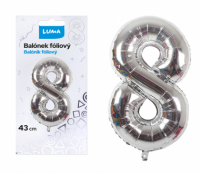 Balónek nafukovací č. 8 - stříbrný / 43cm