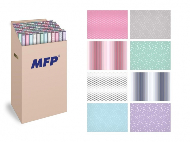 Dárkový balicí papír - 100 x 70 / 2 role / mix proužky a puntíky