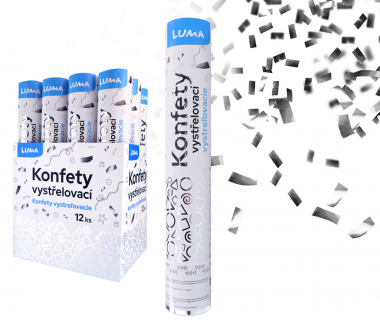 Konfety vystřelovací - stříbrné / 30 cm