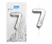 Svíčka dortová č. 7 - stříbrná