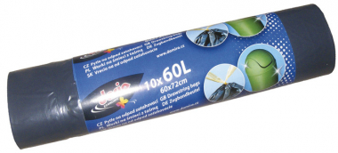 Pytle do koše Dario stahovací - 60x72cm / 60l / 17my / 10ks / černá