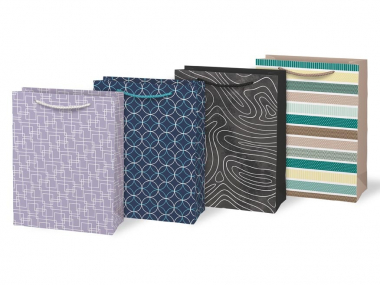 Taška dárková papírová - mix geometrické vzory / 19 x 25 x 9 cm