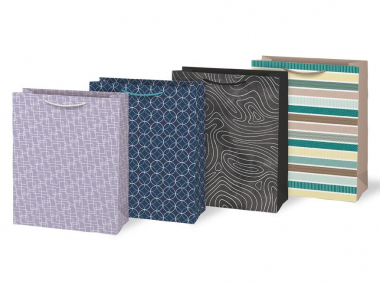 Taška dárková papírová - mix geometrické vzory / 26 x 32 x 13,8 cm