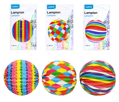 Lampion kulatý 25 cm / barevný mix