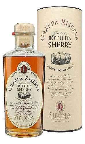 Grappa Sibona Riserva Sherry Cask v tubě  44%0.50l