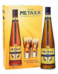 Brandy Metaxa 5* + 2sklo  gB 38%0.70l