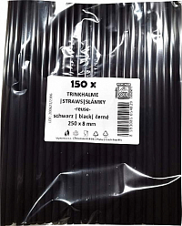 Brčka jumbo plastová černá 25cmx8mm 150ks