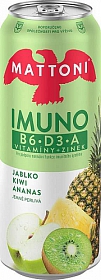 Mattoni Imuno Minerální voda jablko+kiwi+ananas jemně perlivá 500ml plech